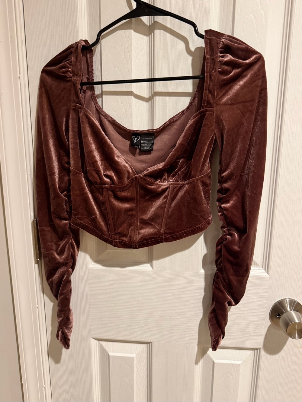 Windsor Chocolate Velvet Corset Crop Top